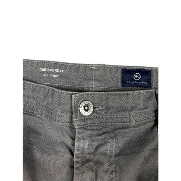 AG Adriano Goldschmied Everett Pants Mens 36x32 Slim Straight Herringbone Gray - Picture 2 of 5